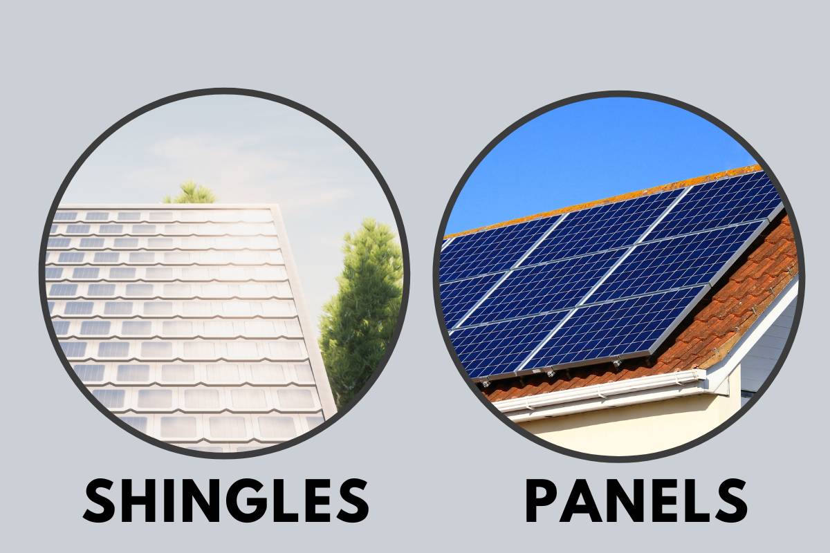 solar shingles and solar panels on roof
